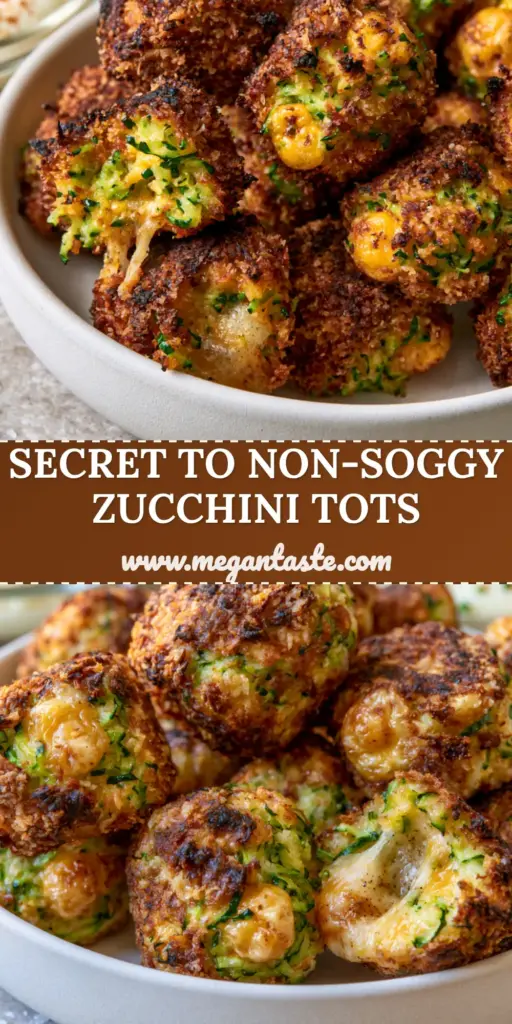 A towering pile of crispy cheesy zucchini tots with jagged parmesan crust and a side of garlic aioli.