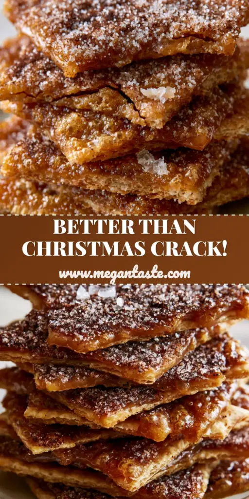 A vertical stack of jagged shards of Churro Saltine Toffee on a rustic plate, featuring a thick cinnamon-sugar crust and amber toffee bubbles.