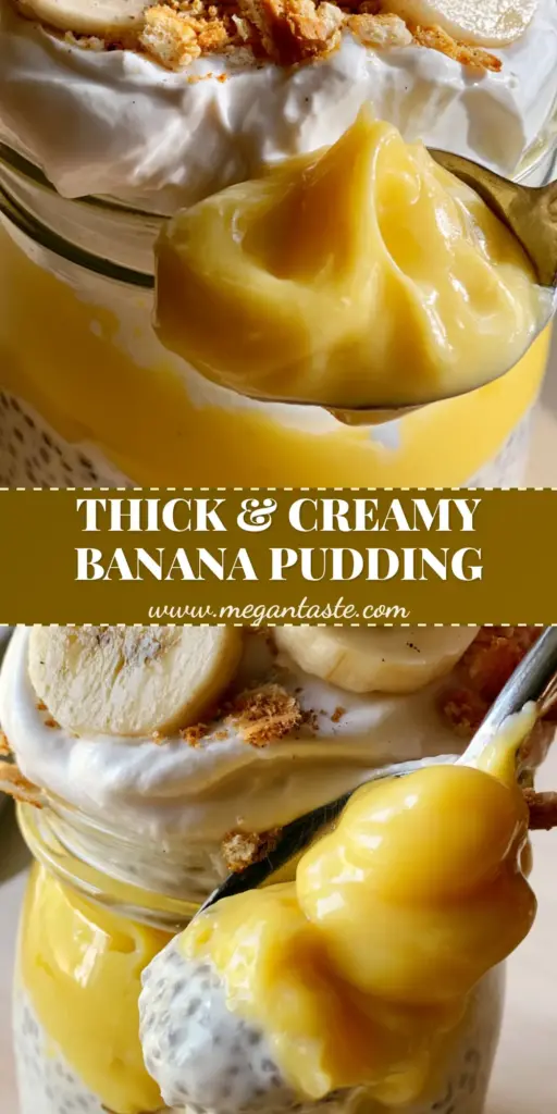 Banana Cream Pie Chia Pudding: The Ultimate Creamy, Layered Breakfast 3 A tall glass jar filled with layered Banana Cream Pie Chia Pudding, topped with stiff coconut whipped cream and glossy banana slices.