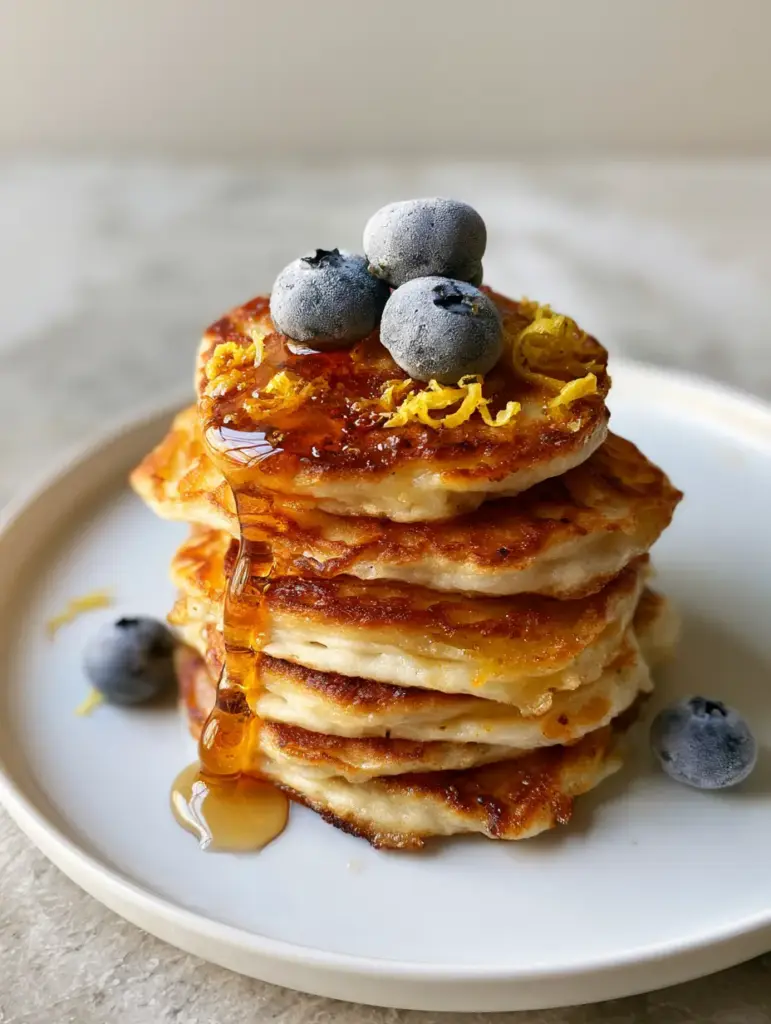 Cottage Cheese Pancake Bites: The Fluffiest High-Protein Breakfast 1 Close up of the porous interior of a cottage cheese pancake bite with maple syrup glistening.