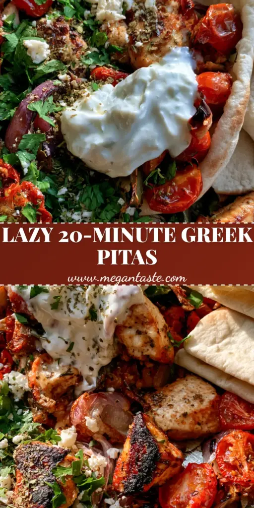 Sheet Pan Chicken Pitas: The Ultimate Mediterranean Charred Feast 4 A rustic sheet pan filled with charred Mediterranean chicken, blistered cherry tomatoes, and roasted green peppers, served with thick fluffy pitas and creamy tzatziki sauce. (sheet pan chicken pitas)