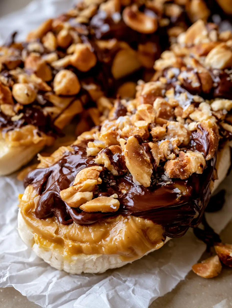 Banana snickers: The Ultimate 5-Ingredient Healthy Viral Snack 4 A macro handheld photo showing the gooey peanut butter and glossy chocolate drizzle on Banana snickers. (Banana snickers)