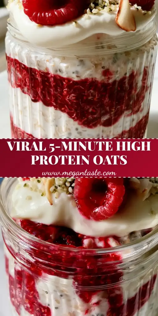 Raspberry Jam Overnight Oats: The Ultimate Creamy Breakfast Prep 4 Vertical overhead shot of raspberry jam overnight oats in a glass jar with fresh berries and almonds. (raspberry jam overnight oats)