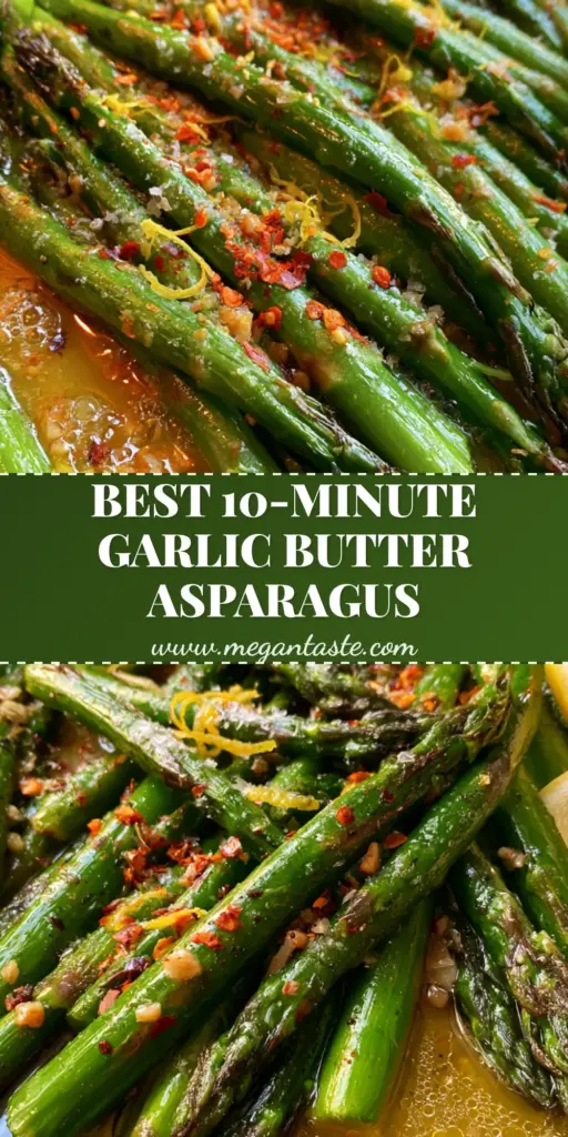 sautéed asparagus with garlic and butter: The Ultimate 15-Minute Side Dish 3 A top-down shot of sautéed asparagus with garlic and butter in a cast iron skillet with lemon wedges and red pepper flakes.