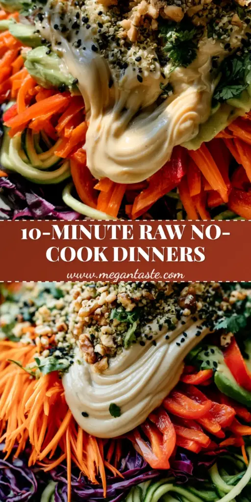 Raw plant-based recipes: The Ultimate Rainbow Zucchini Bowl with Cashew Crema 3 A handheld smartphone photo of a vibrant rainbow bowl with spiraled zucchini and thick cashew lime crema. (raw plant-based recipes)