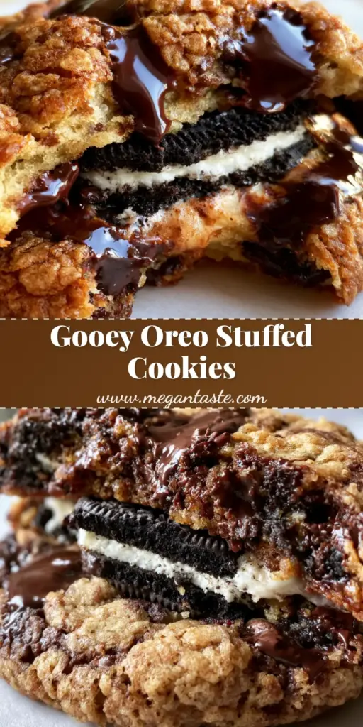 Oreo stuffed chocolate chip cookies: The Ultimate Viral Cookie Recipe 4 A stack of thick Oreo stuffed chocolate chip cookies showing the golden-brown crust and melted chocolate pools.