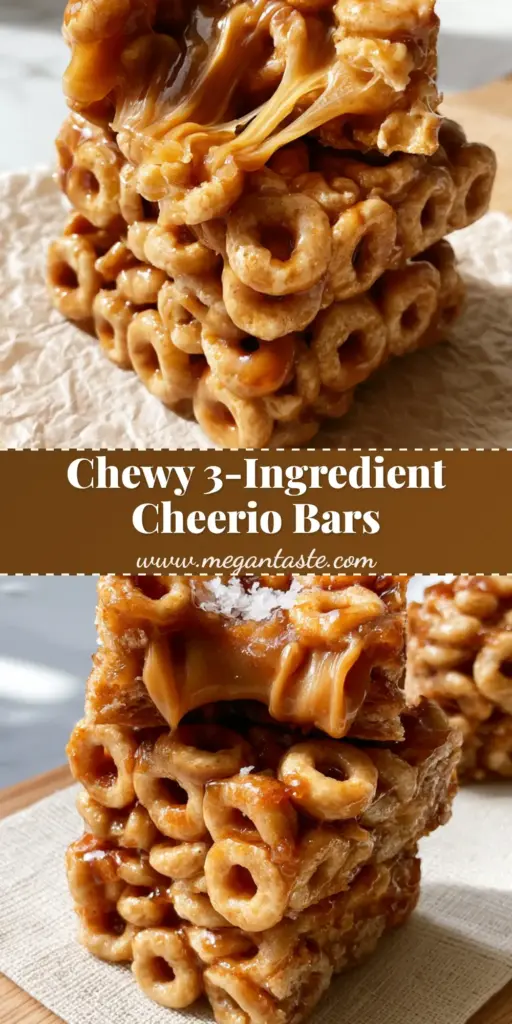 Peanut Butter Cheerio Bars: The Ultimate Gooey No-Bake Snack 4 A tall stack of gooey Peanut Butter Cheerio Bars on parchment paper with a beautiful honey pull and flaky sea salt garnish.