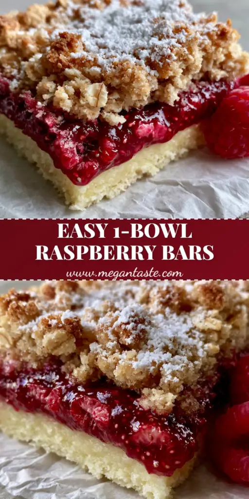 A stack of thick-cut raspberry crumble bars showing the ruby-red jam filling and golden oatmeal topping on white parchment paper.
