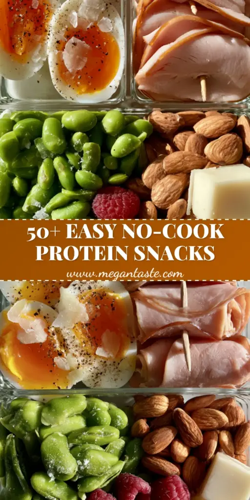 High-Protein Snacks: The Ultimate Jammy Egg and Turkey Meal Prep 4 A clear glass meal prep container filled with jammy eggs, rolled turkey, edamame, and raspberries. (High-Protein Snacks)
